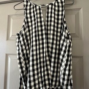 LOFT Black and White Gingham Blouse